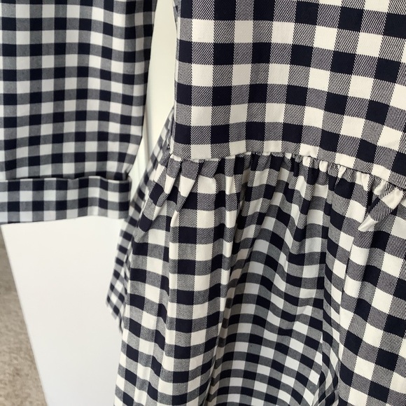Gingham Victoria Beckham Boho Prairie Cottagecore Navy & White Top XS & XL Sizes - Picture 4 of 11